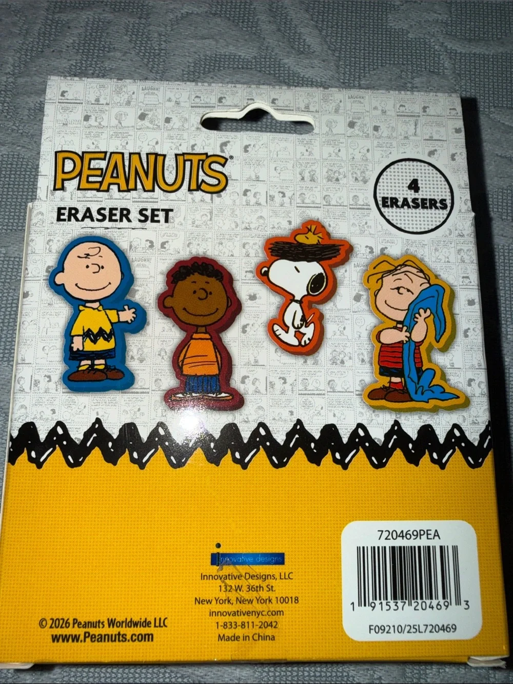 Peanuts Character Eraser Set - Yellow, Blue, Red, Orange, White